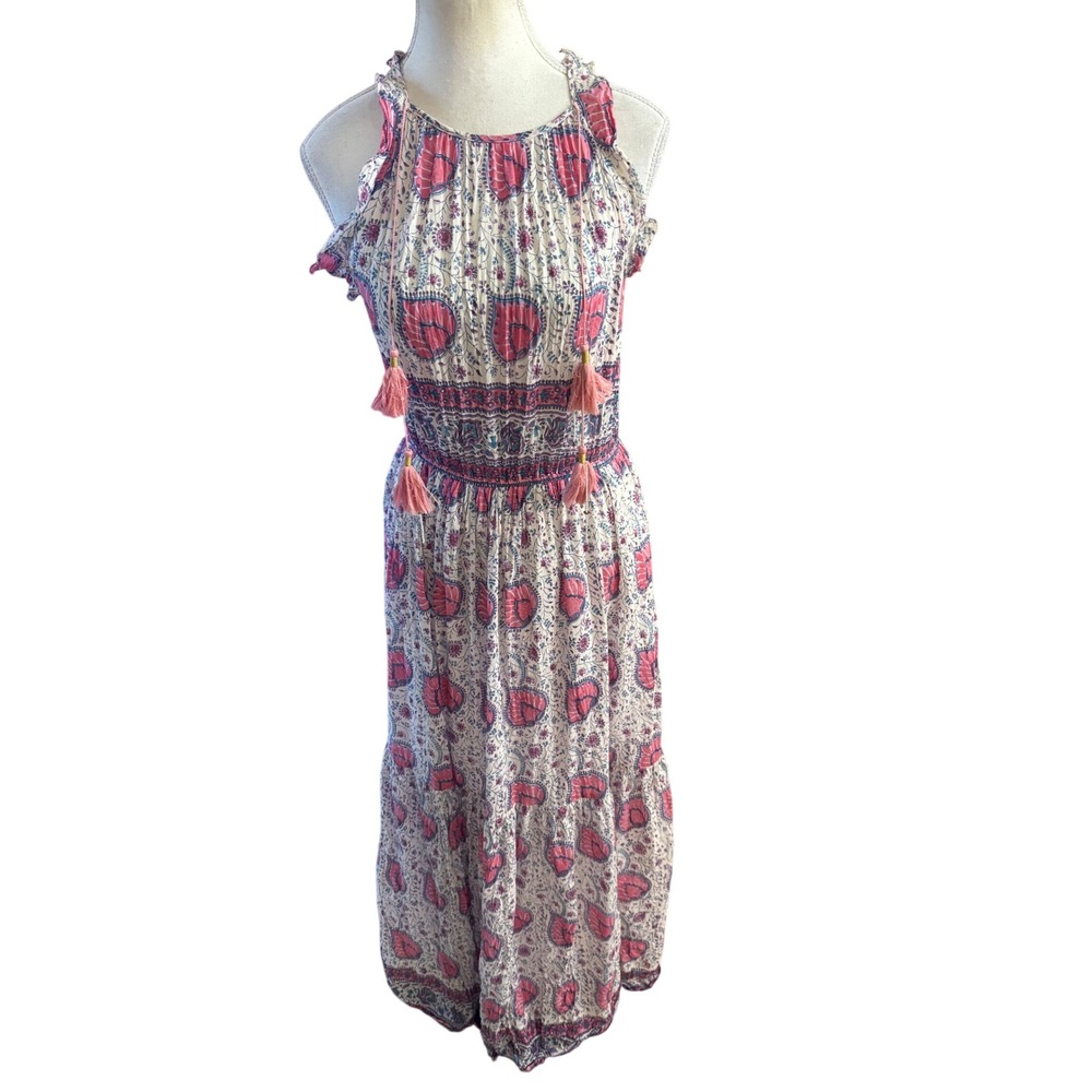 BELL by Alicia Bell maxi Paisley Ruffle dress Silk Blend Size Extra Small